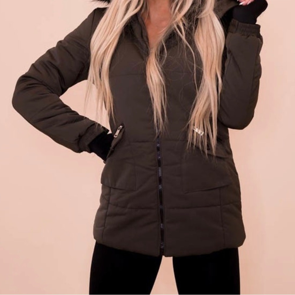 Olive green parka